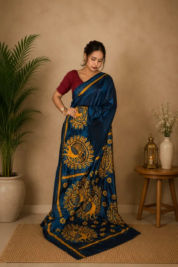 Handmade_Kanthastitch_Silk_Saree