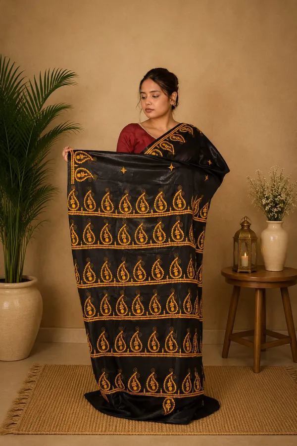 Handmade_Kanthastitch_Silk_Saree