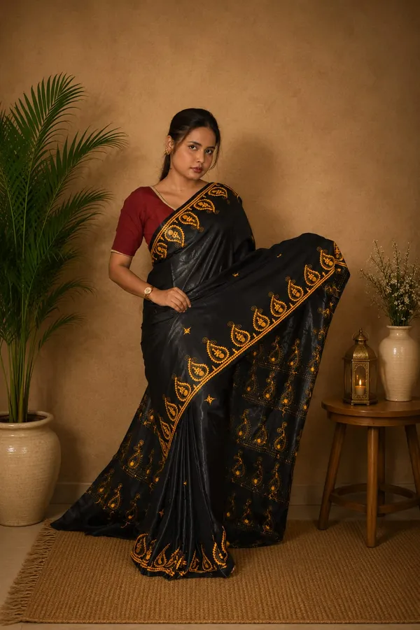 Handmade_Kanthastitch_Silk_Saree