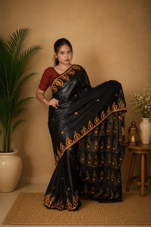 Handmade_Kanthastitch_Silk_Saree