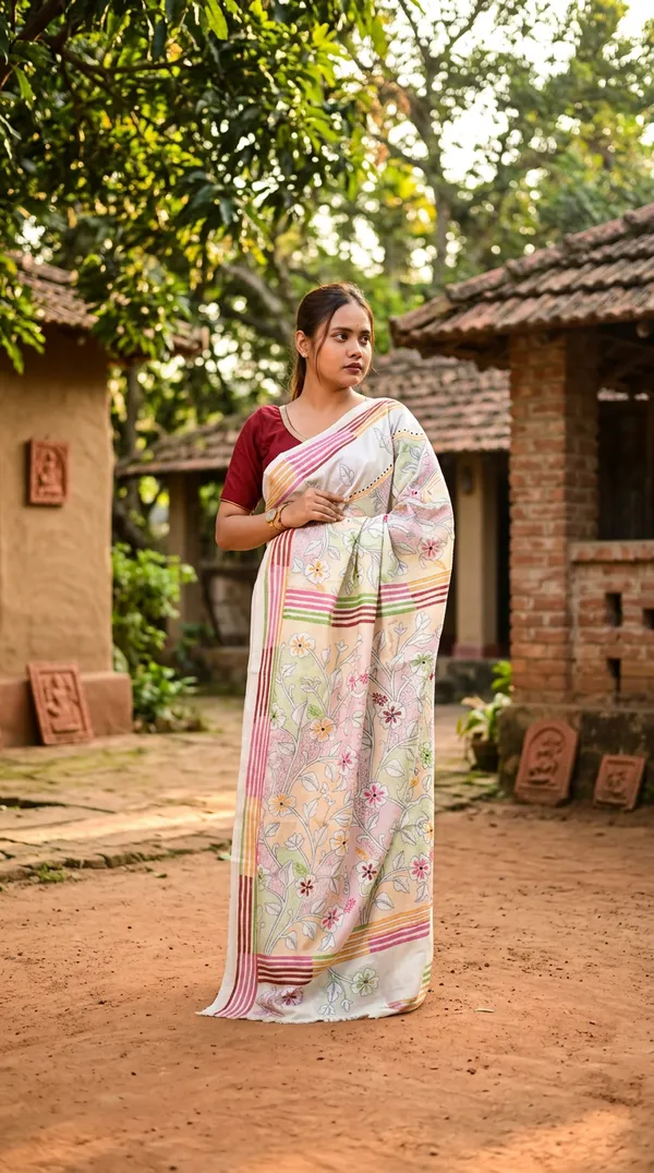 Handmade_Kanthastitch_Silk_Saree