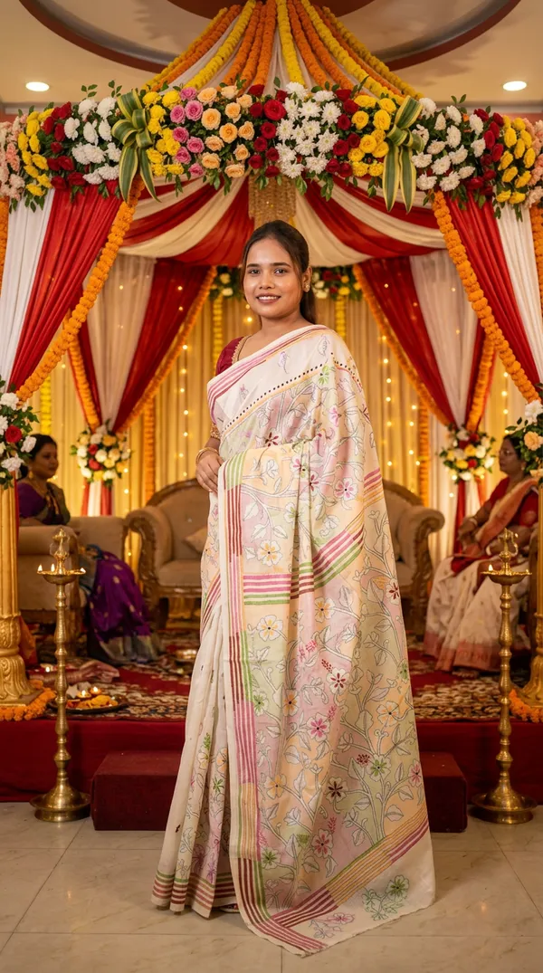 Handmade_Kanthastitch_Silk_Saree