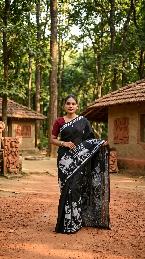 Handmade_Kanthastitch_Silk_Saree