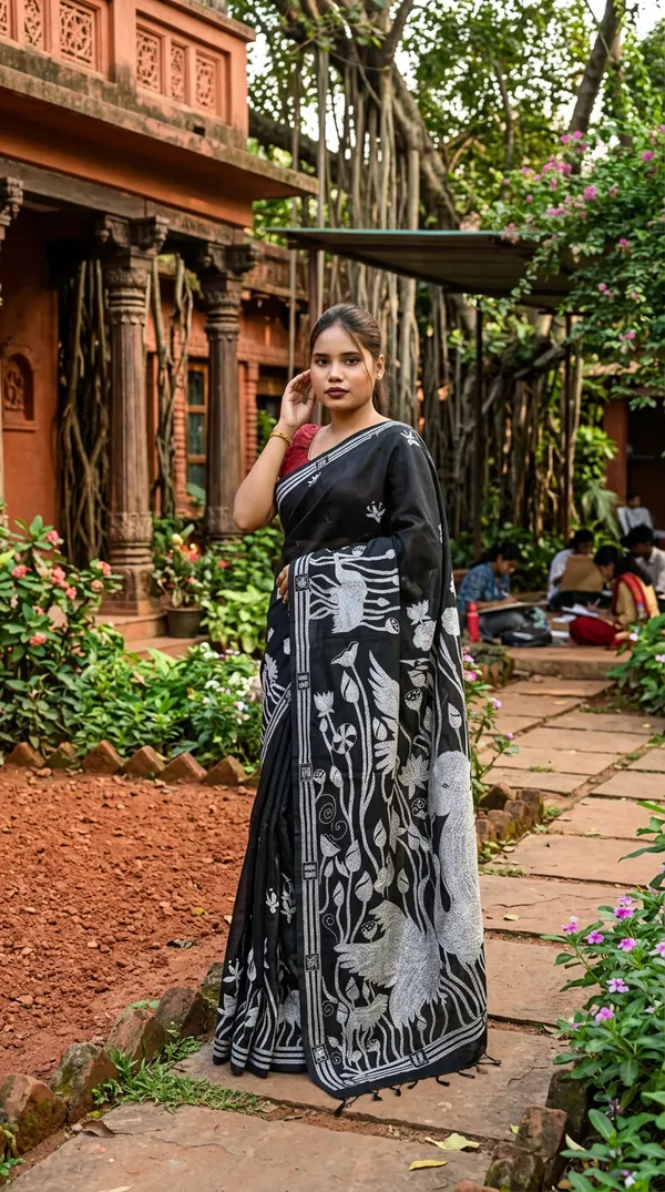 Handmade_Kanthastitch_Silk_Saree