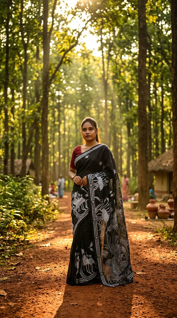 Handmade_Kanthastitch_Silk_Saree