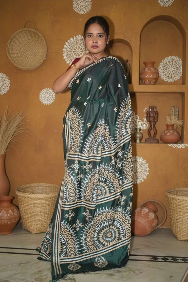 Handmade_Kanthastitch_Silk_Saree