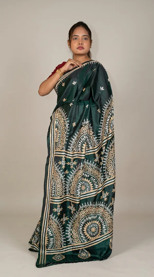 Handmade_Kanthastitch_Silk_Saree