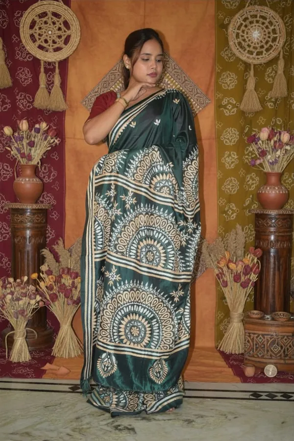 Handmade_Kanthastitch_Silk_Saree