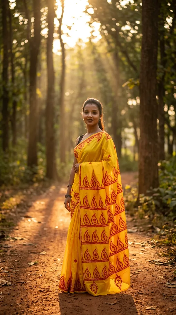 Handmade_Kanthastitch_Silk_Saree