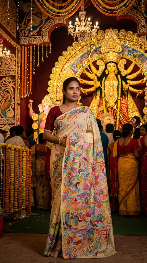 Handmade_Kanthastitch_Silk_Saree