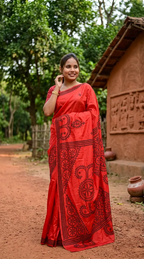 Handmade_Kanthastitch_Silk_Saree