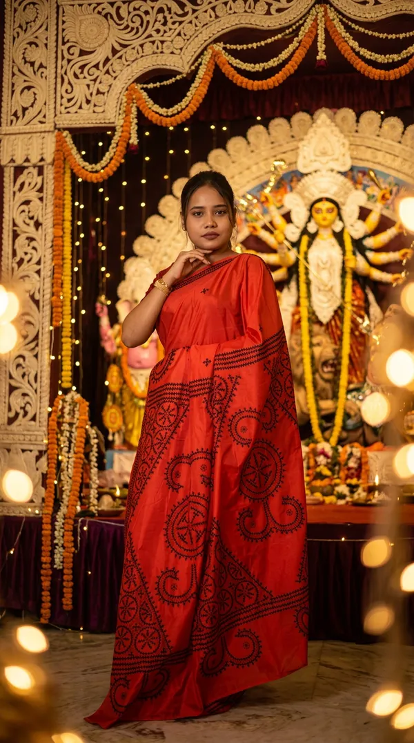 Handmade_Kanthastitch_Silk_Saree