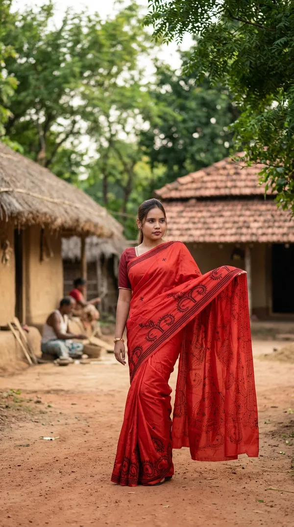 Handmade_Kanthastitch_Silk_Saree