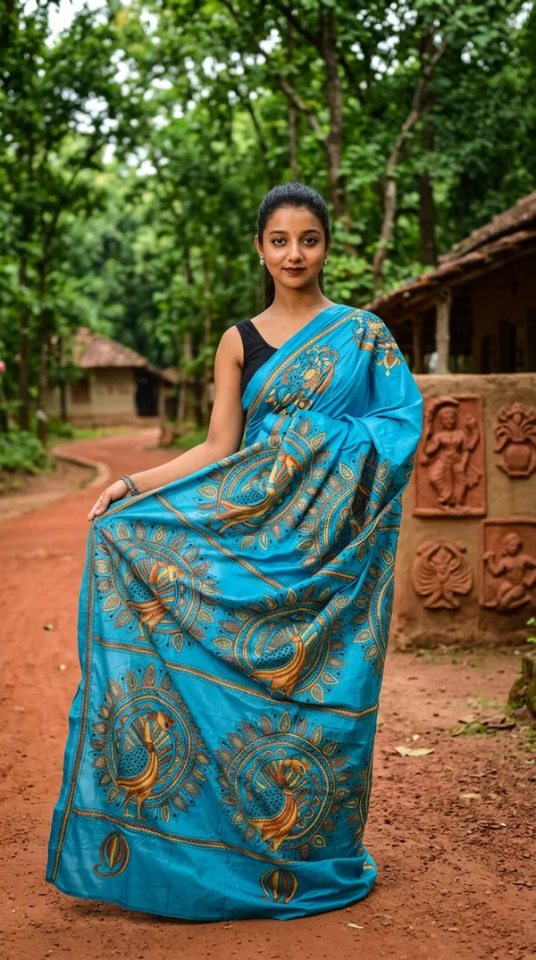 Handmade_Kanthastitch_Silk_Saree