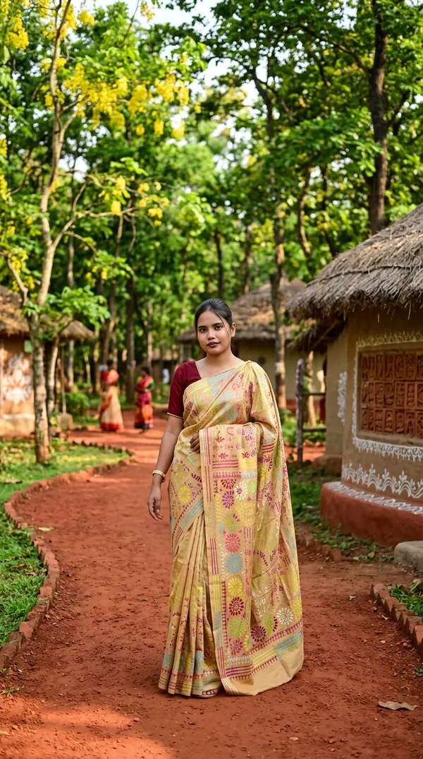 Handmade_Kanthastitch_Silk_Saree