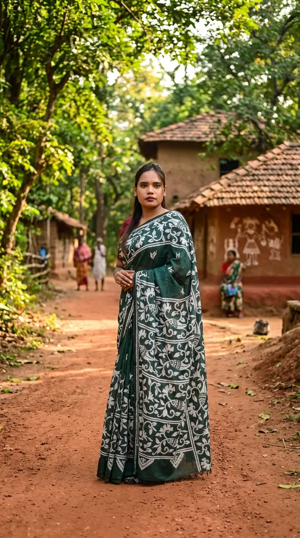 Handmade_Kanthastitch_Silk_Saree