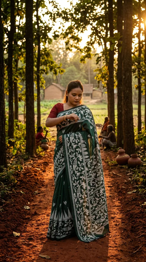 Handmade_Kanthastitch_Silk_Saree