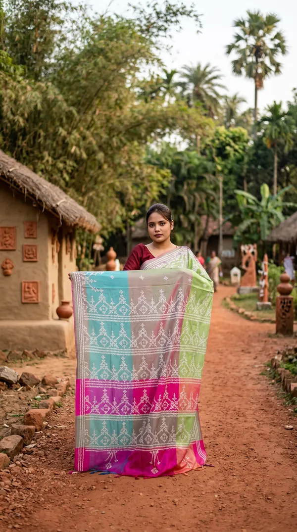 Handmade_Kanthastitch_Silk_Saree