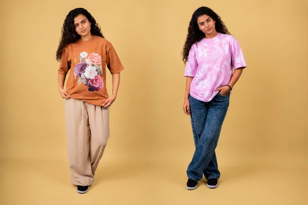 Brown_And_Pink_Cotton_French_Terry_T-shirt_For_Women_Pack_of_2