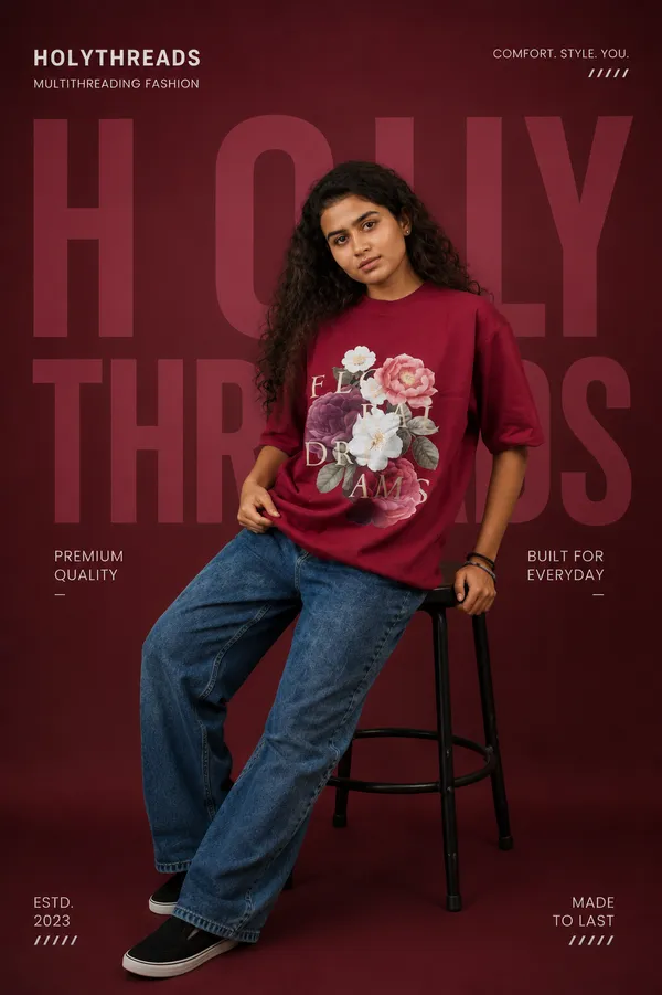 Red_Cotton_French_Terry_T-shirt_For_Women