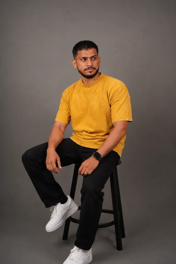 Mustard_Yellow_Cotton_French_Terry_T-shirt_For_Men