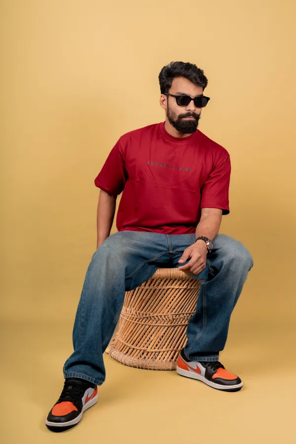 Red_Cotton_French_Terry_T-shirt_For_Men