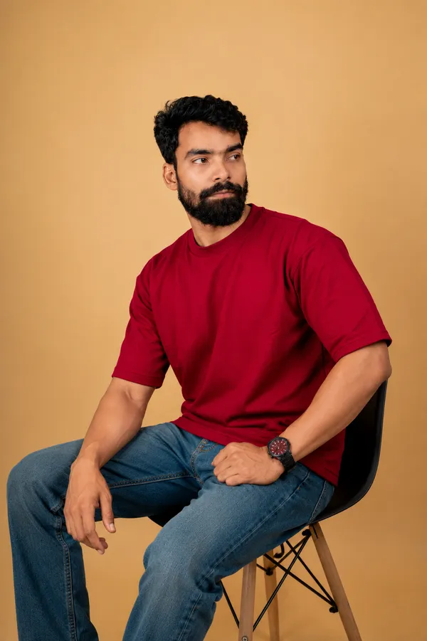 Red_Cotton_French_Terry_T-shirt_For_Men