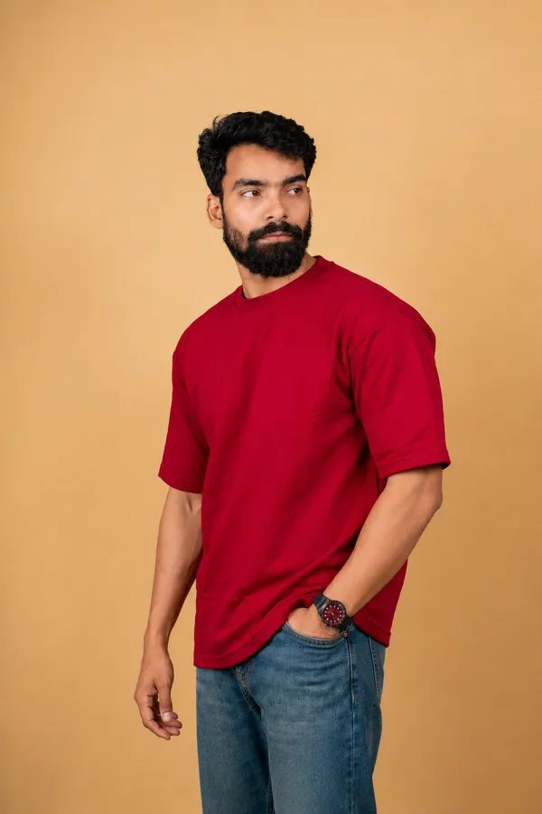 Red_Cotton_French_Terry_T-shirt_For_Men