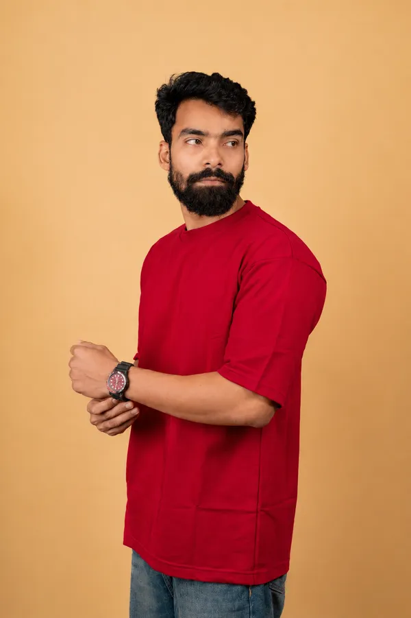 Red_Cotton_French_Terry_T-shirt_For_Men