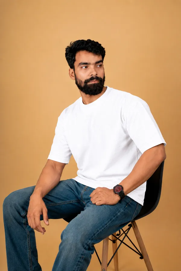 White_Cotton_French_Terry_T-shirt_For_Men