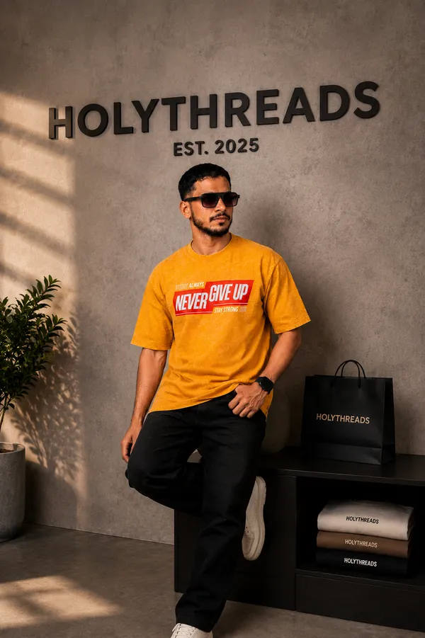 Yellow_Cotton_French_Terry_T-shirt_For_Unisex