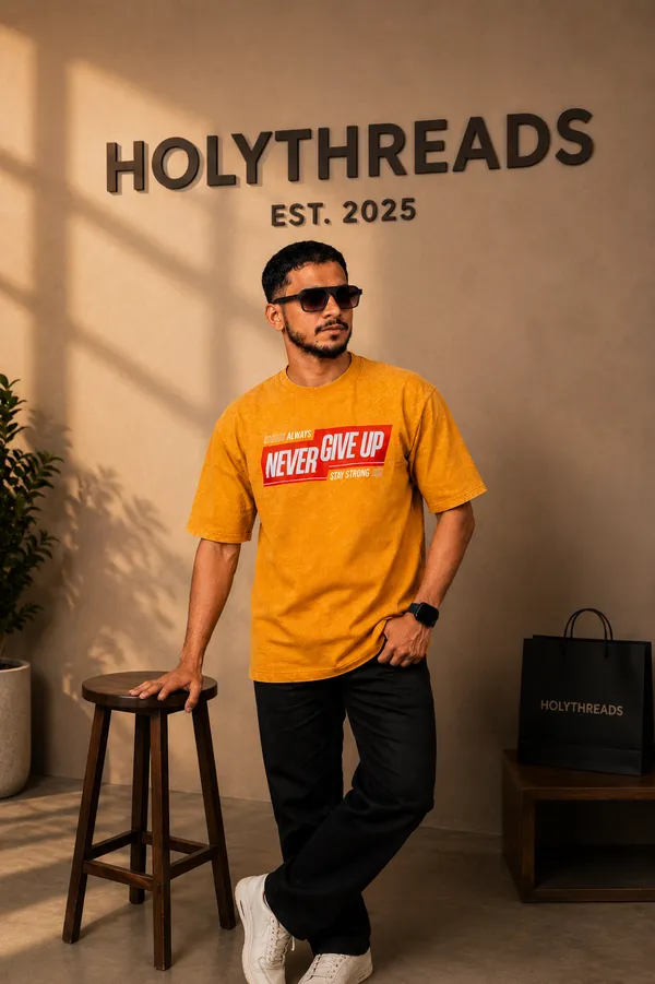 Yellow_Cotton_French_Terry_T-shirt_For_Unisex
