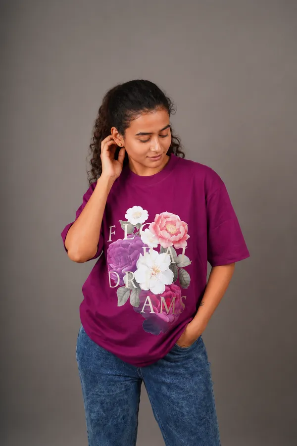 Purple_Cotton_French_Terry_T-shirt_For_Women