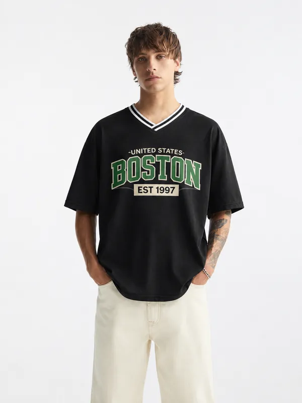 Boston_V_Neck_Casual_Tshirt