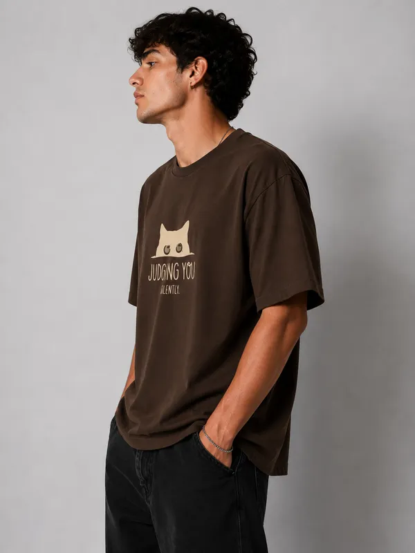 Brown_Judging_you_3D_print_oversized_Tshirt