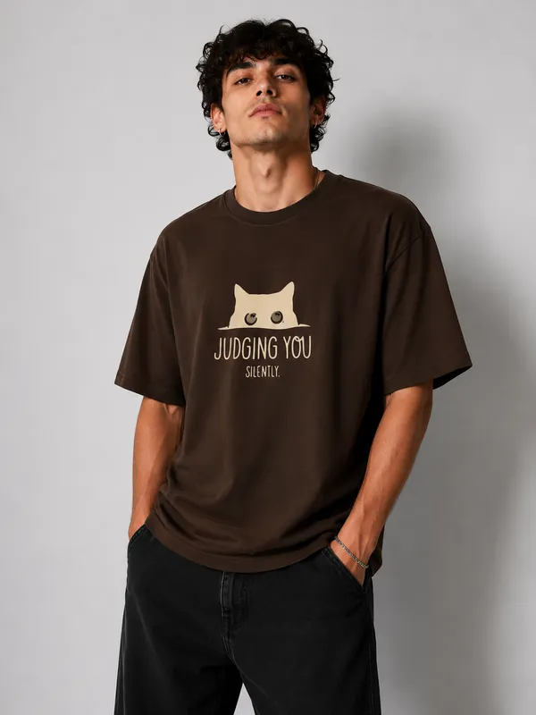 Brown_Judging_you_3D_print_oversized_Tshirt