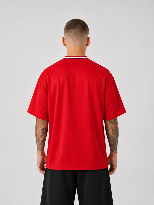 Yankees_Casual_V_Neck_Tshirt_Red