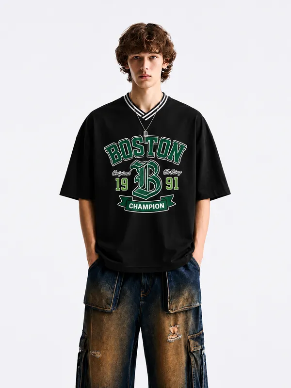 Black_Boston_V_Neck_Oversized_T_Shirt
