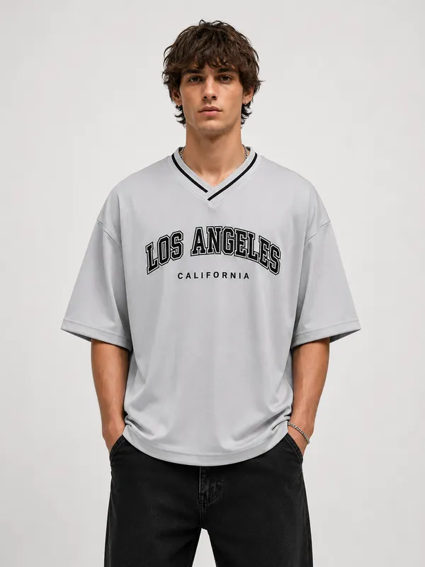 Grey_Los_Angeles_V_Neck_Tshirt