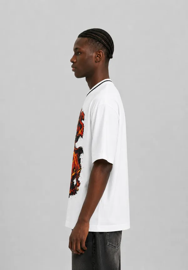 White_Classic_Chicago_Bull_V_Neck_T_Shirt