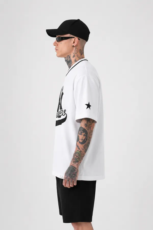 Yankees_Casual_V_Neck_Tshirt_White