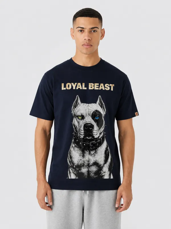 Loyal_Beast_Navy_Blue_Cotton_Tshirt