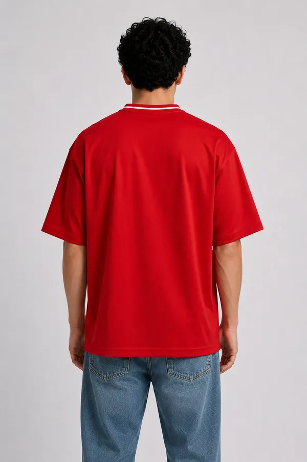 Red_V_Neck_Casual_Fearless_T_Shirt_Red