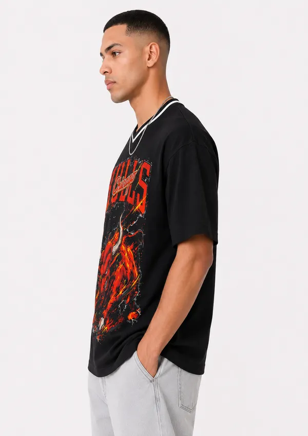 Classic_Chicago_Bull_V_Neck_T_Shirt_Black