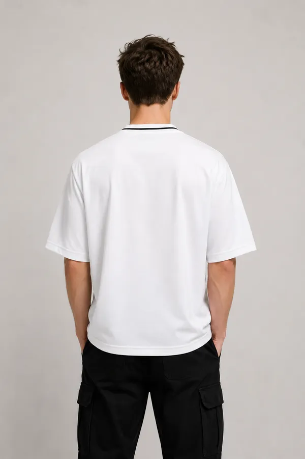 White__Lucky_Number_V_Neck_T_Shirt