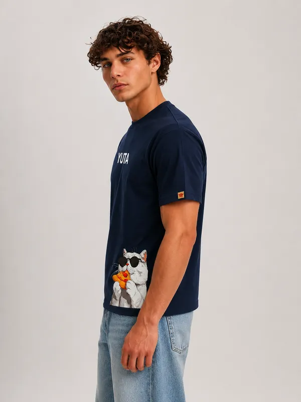 Cool_Cat_Navy_Blue_Cotton_T_Shirt