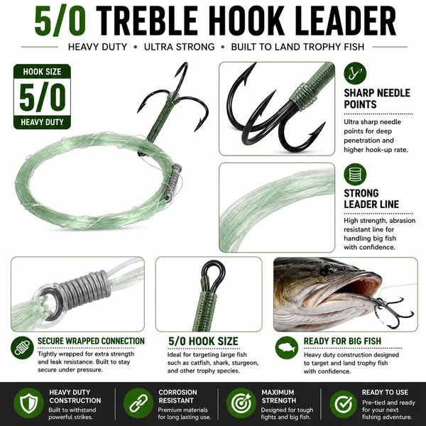 5/0_Treble_Hook_Leader_Rig_For_Big_Fish_Fishing