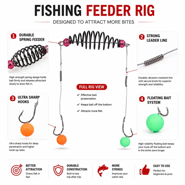 Spring_Feeder_Rig_With_Floating_Bait_System_Carbon_Steel_Hook