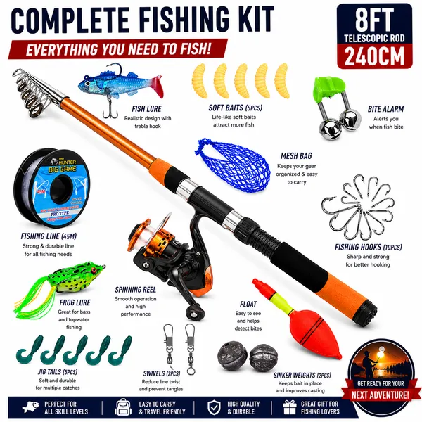 8Ft_Orange_Carbon_Fiber_Telescopic_Fishing_Rod_Complete_Kit