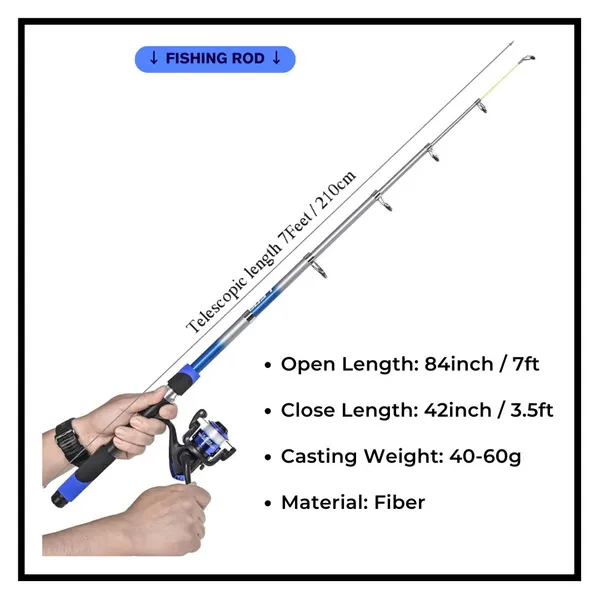 210Cm/7Ft_Telescopic_Fishing_Rod_And_Reel_Combo